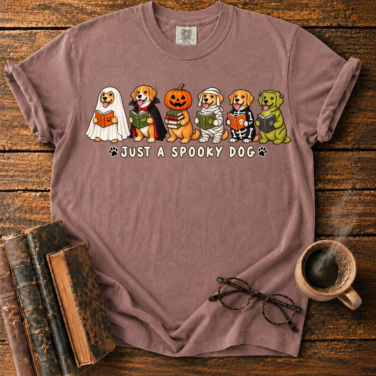 Spooky Bookish Dogs Halloween T-Shirt