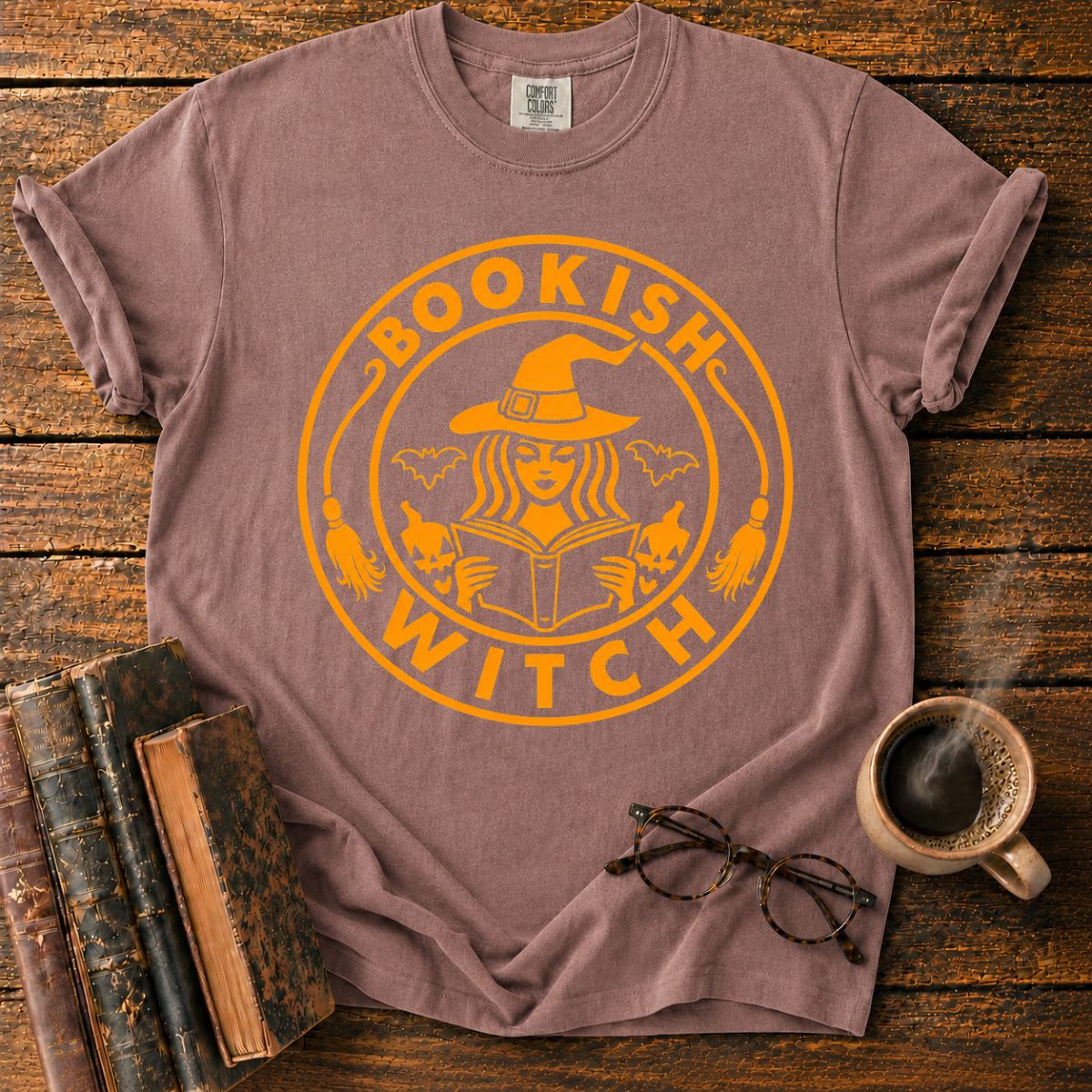 Bookish Witch Halloween Emblem T-Shirt