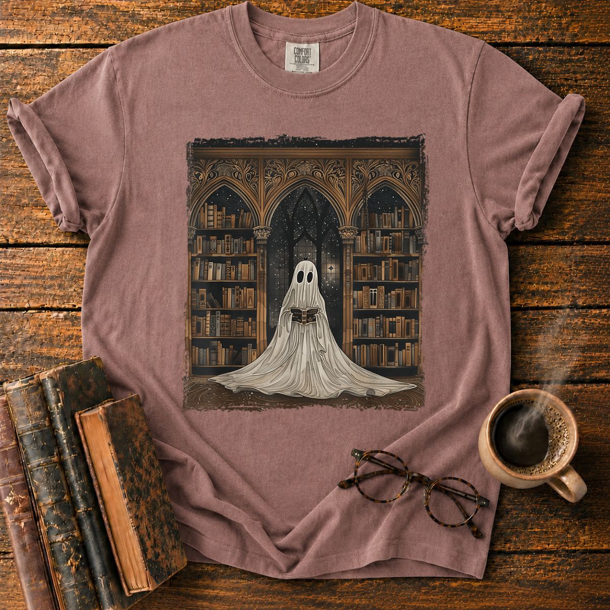 Reading Ghost Library Halloween T-Shirt