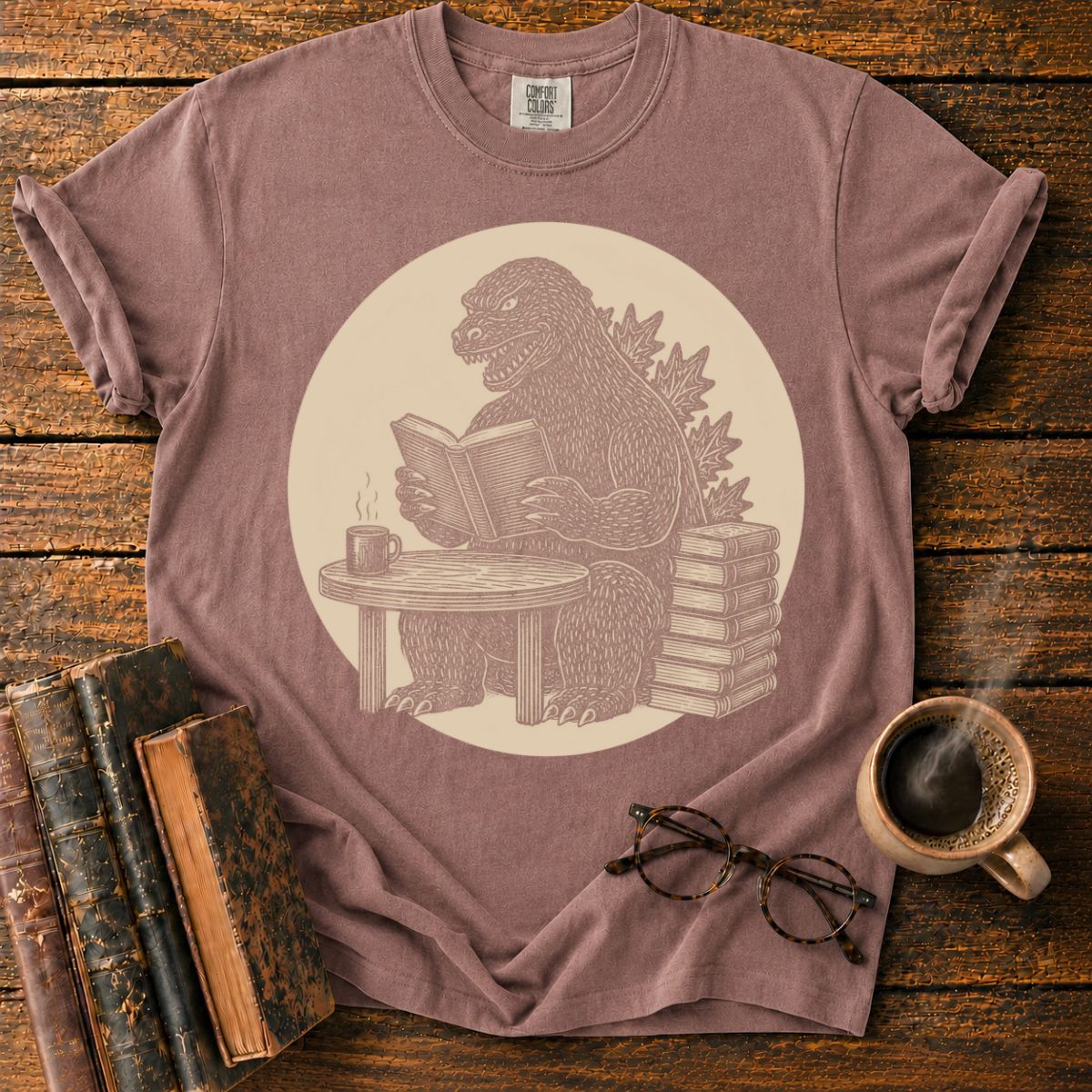 Kaiju Reading in a Cozy Study T-Shirt