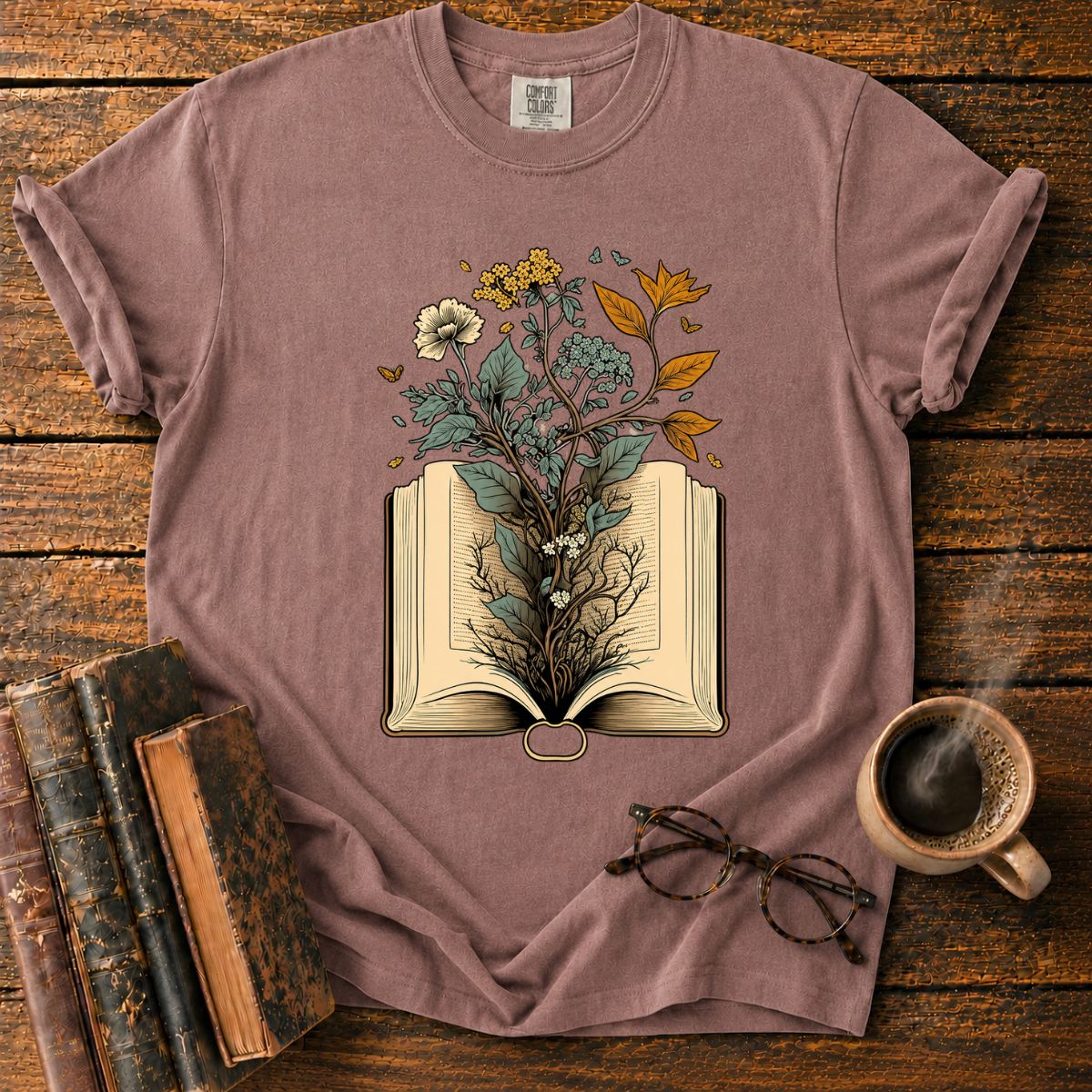 Vintage Botanical Book T-Shirt