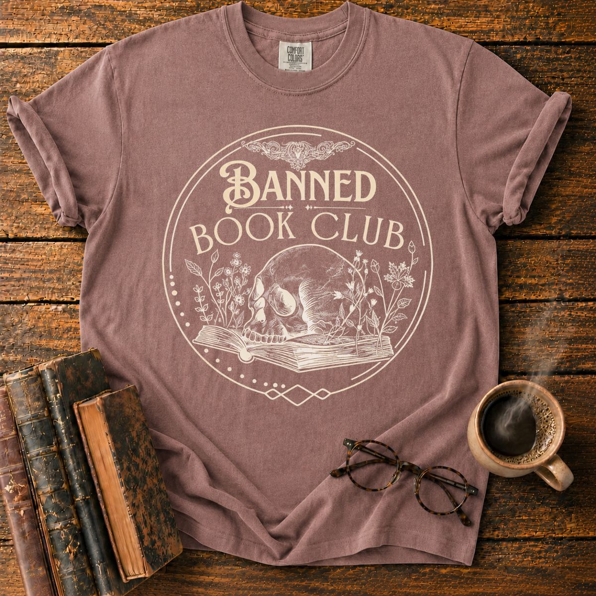 Banned Book Club Skull Emblem T-Shirt
