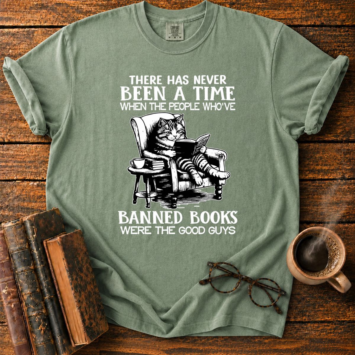 Cat Reading Banned Books Good Guys T-Shirt