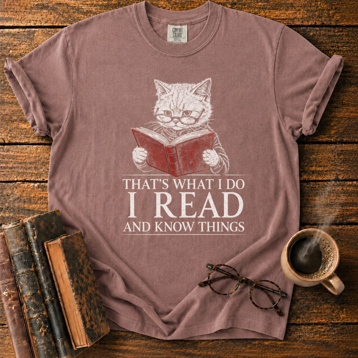 Cat Reading Vintage T-Shirt