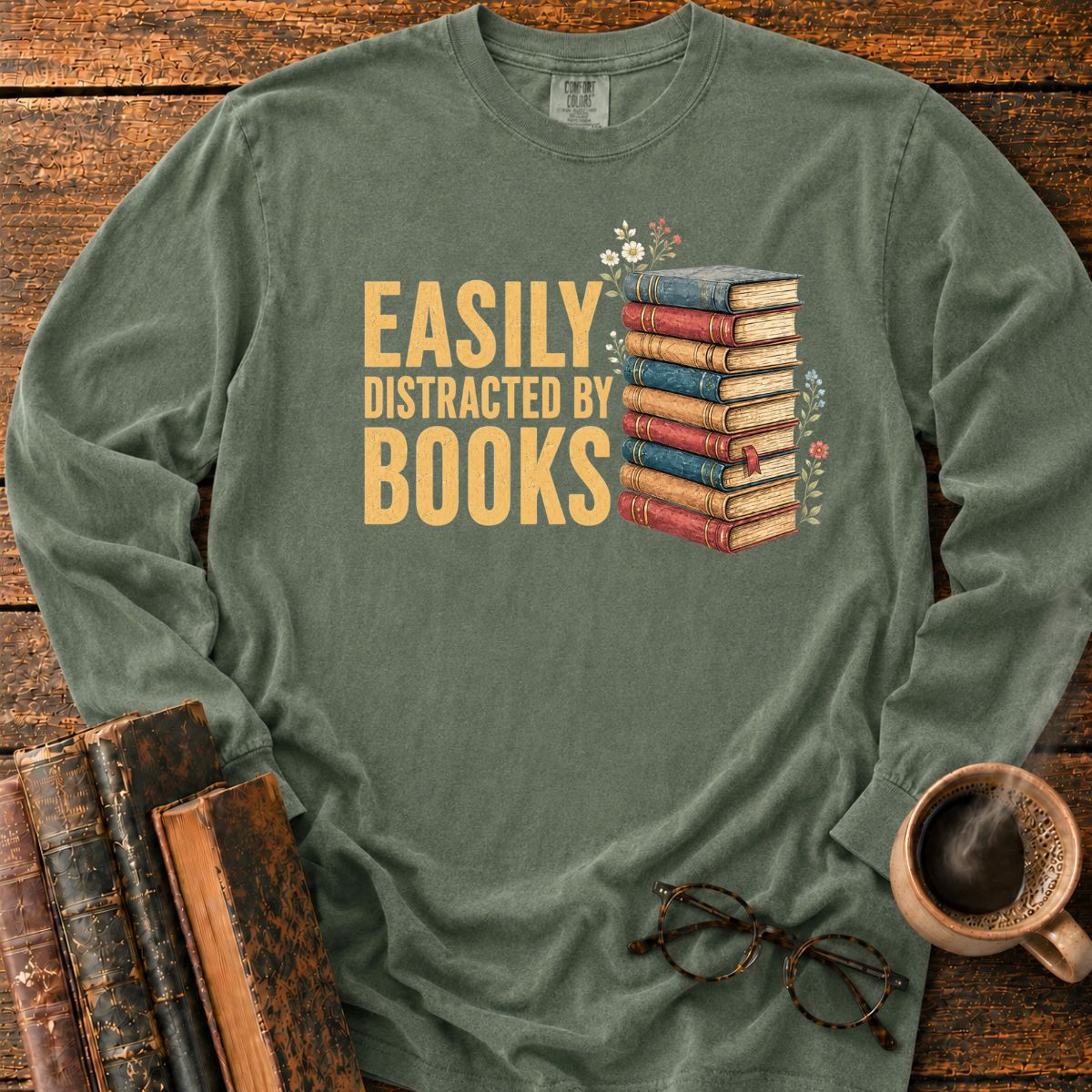 Easily Distracted By Books LS T-Shirt