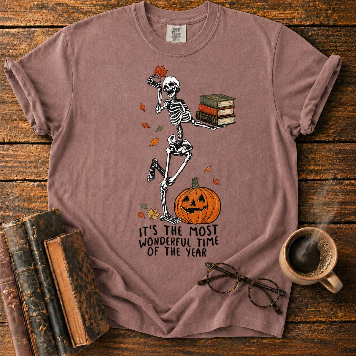 Dancing Skeleton’s Autumn Book Parade T-Shirt