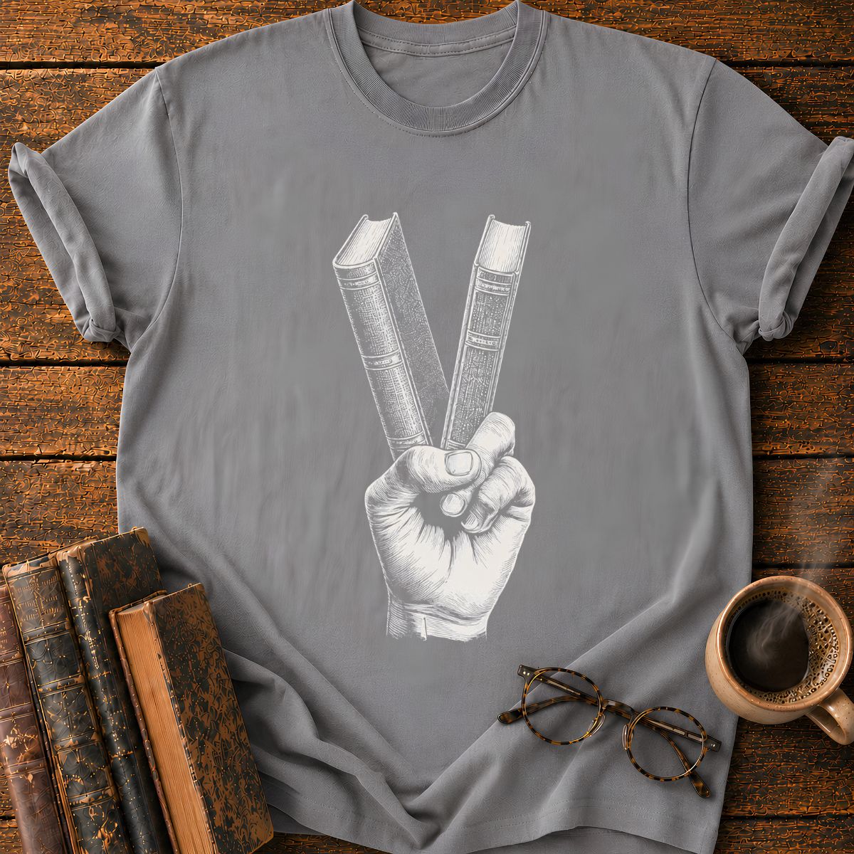 Peace Sign with Books T-Shirt