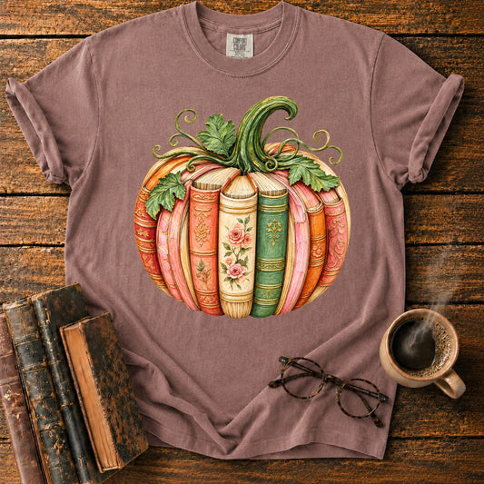 Vintage Book-Spine Pumpkin with Vines T-Shirt