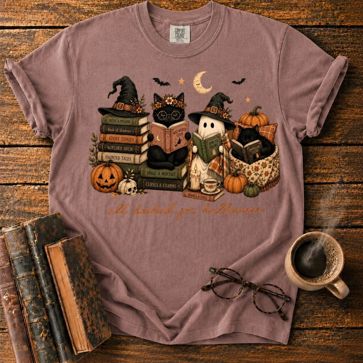 Cozy Halloween Book T-Shirt