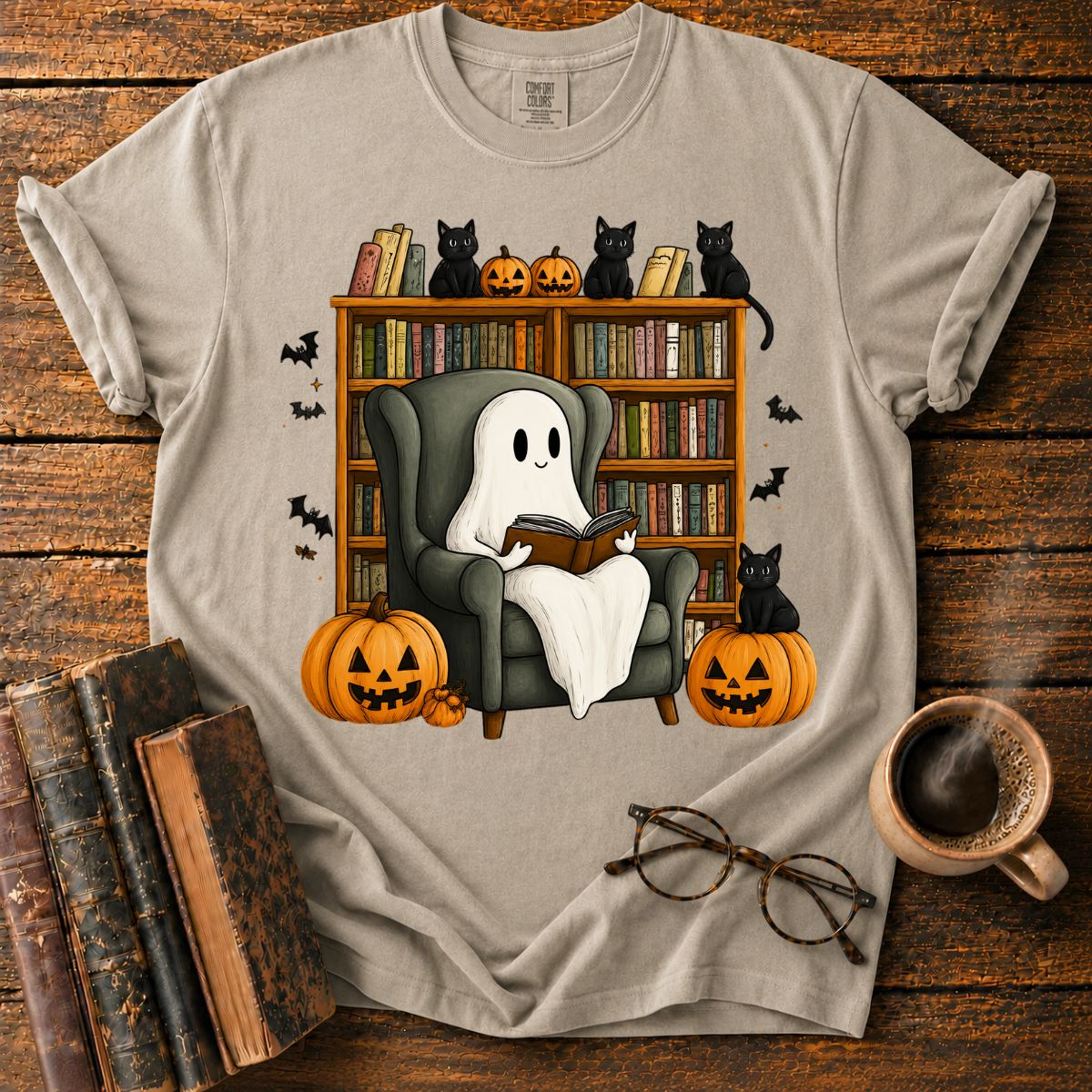 Reading Ghost Library Halloween T-Shirt