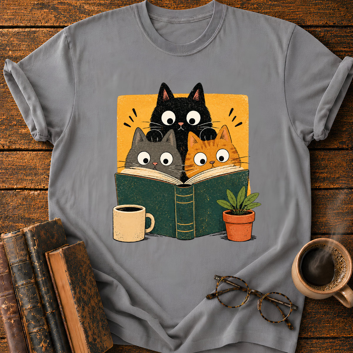 Curious Cats Reading Together T-Shirt