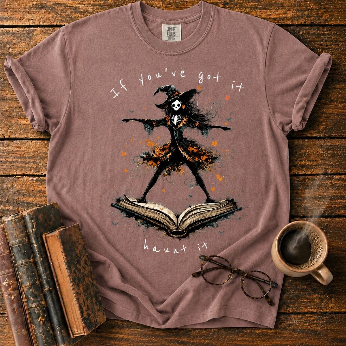 Haunted Witch on an Open Book T-Shirt