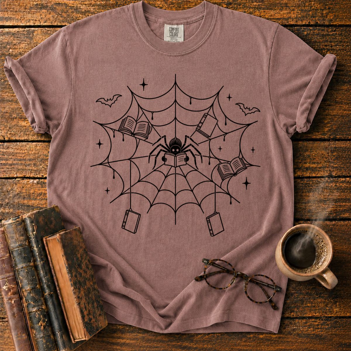 Spooky Spider Library T-Shirt