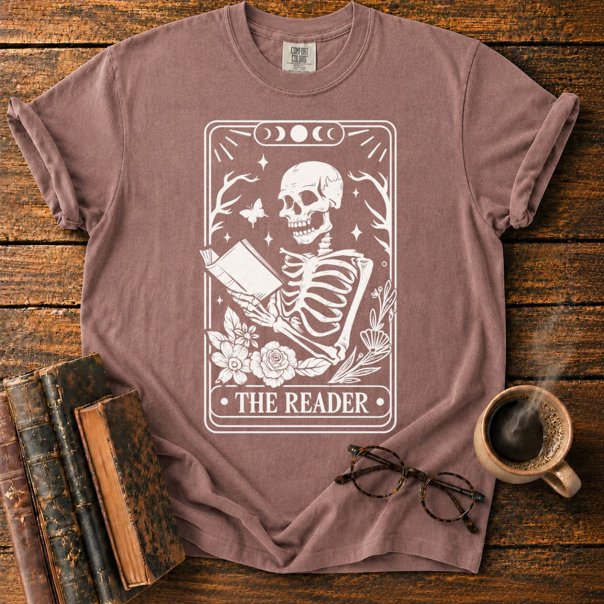 The Reader Tarot Skeleton T-Shirt