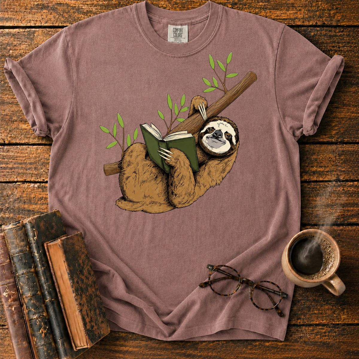 Sloth Reading on a Branch T-Shirt