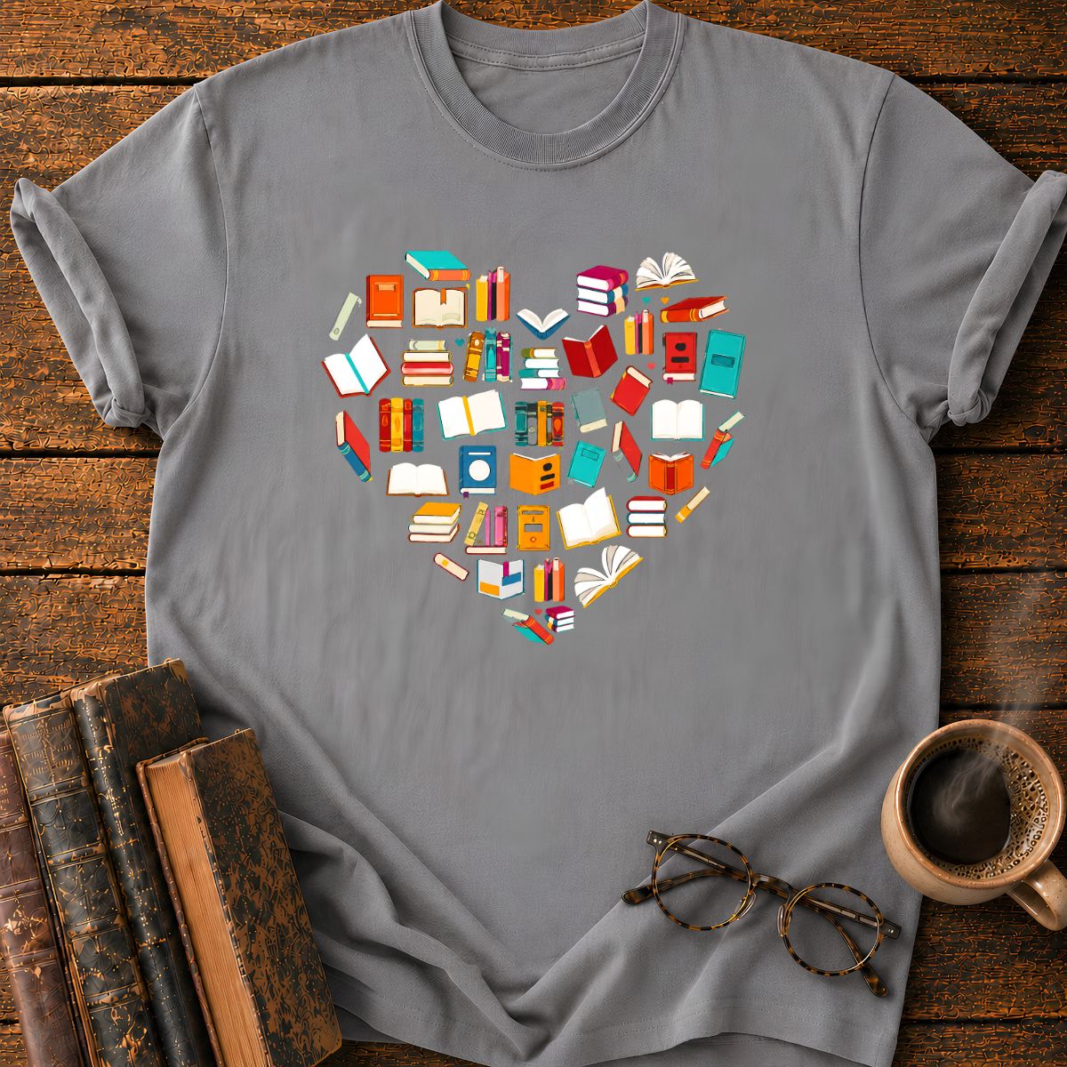Colorful Book Heart T-Shirt
