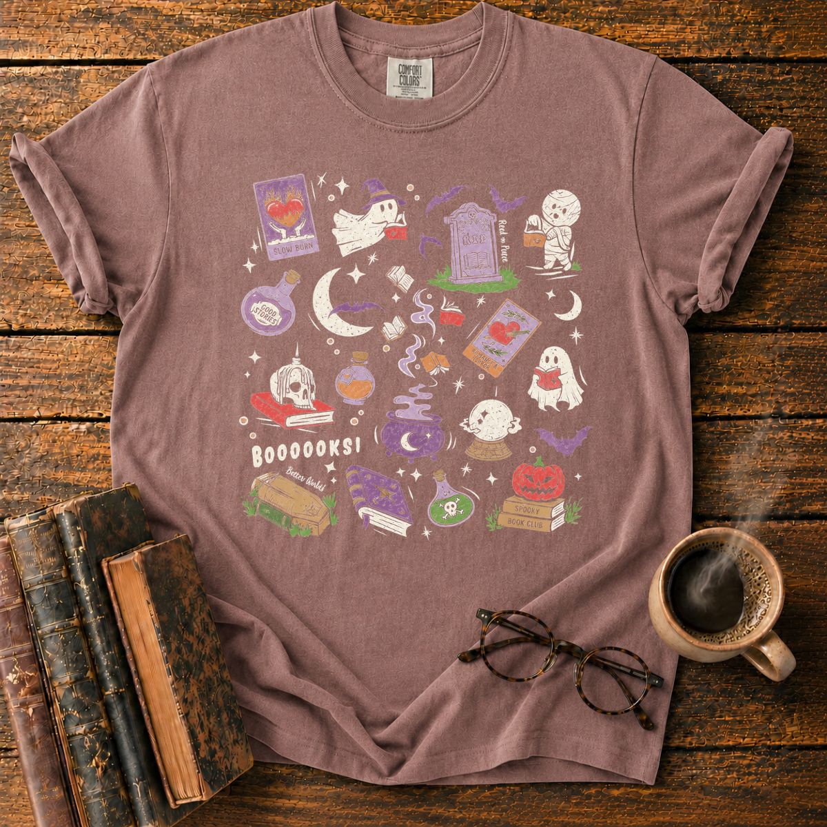 Spooky Bookish Halloween Doodle T-Shirt