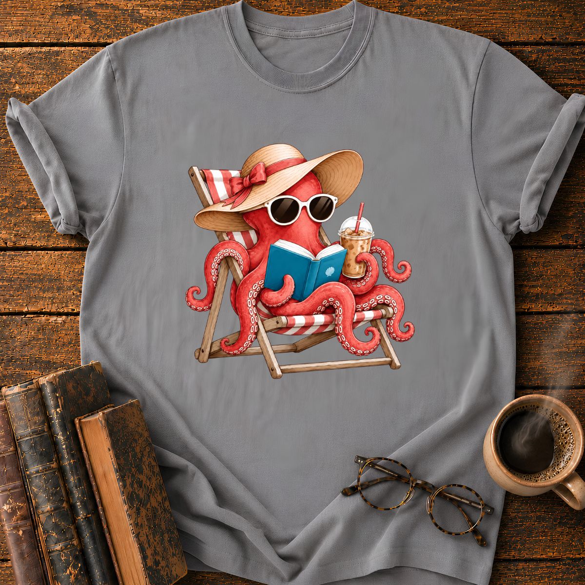Octopus Reading T-Shirt