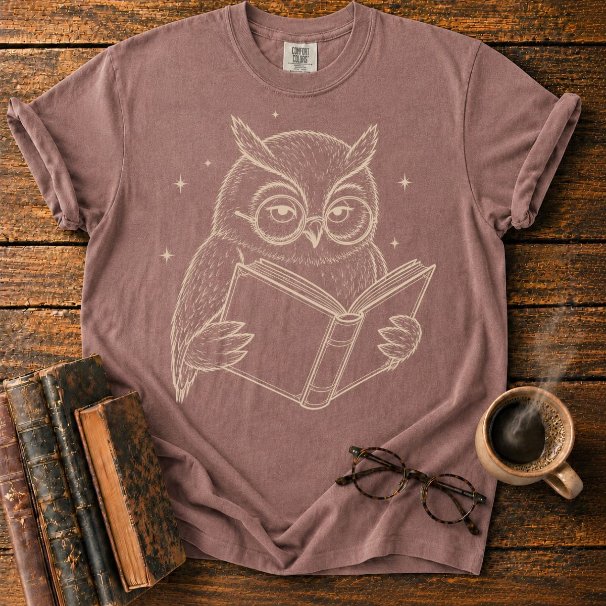 Wise Owl Reading by Starlight T-Shirt