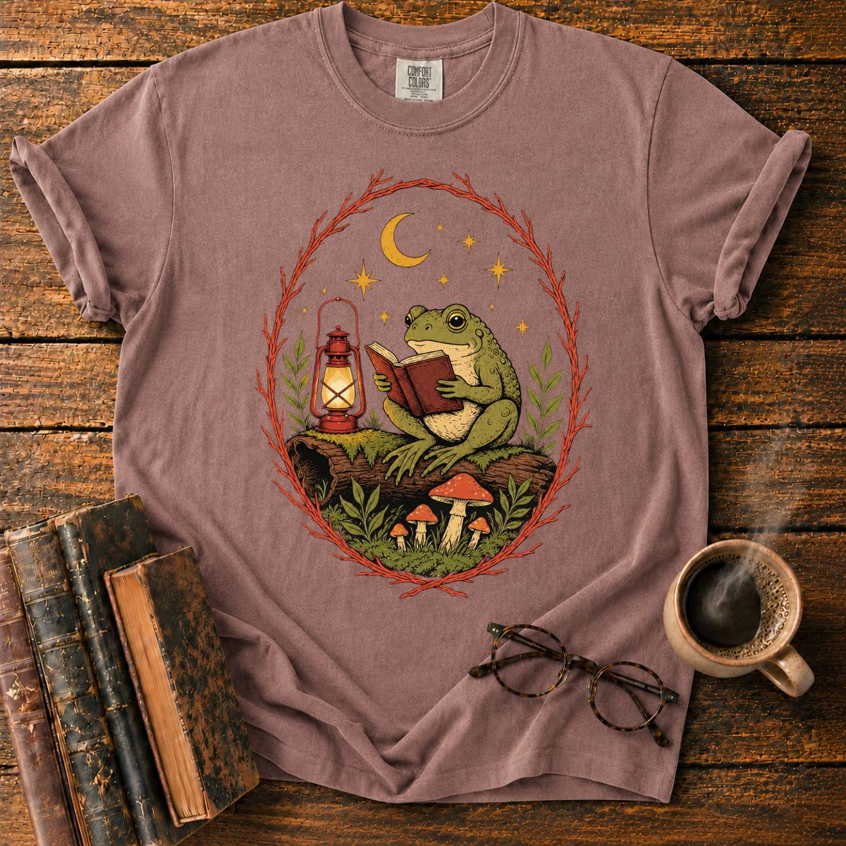 Frog’s Moonlit Reading Nook T-Shirt