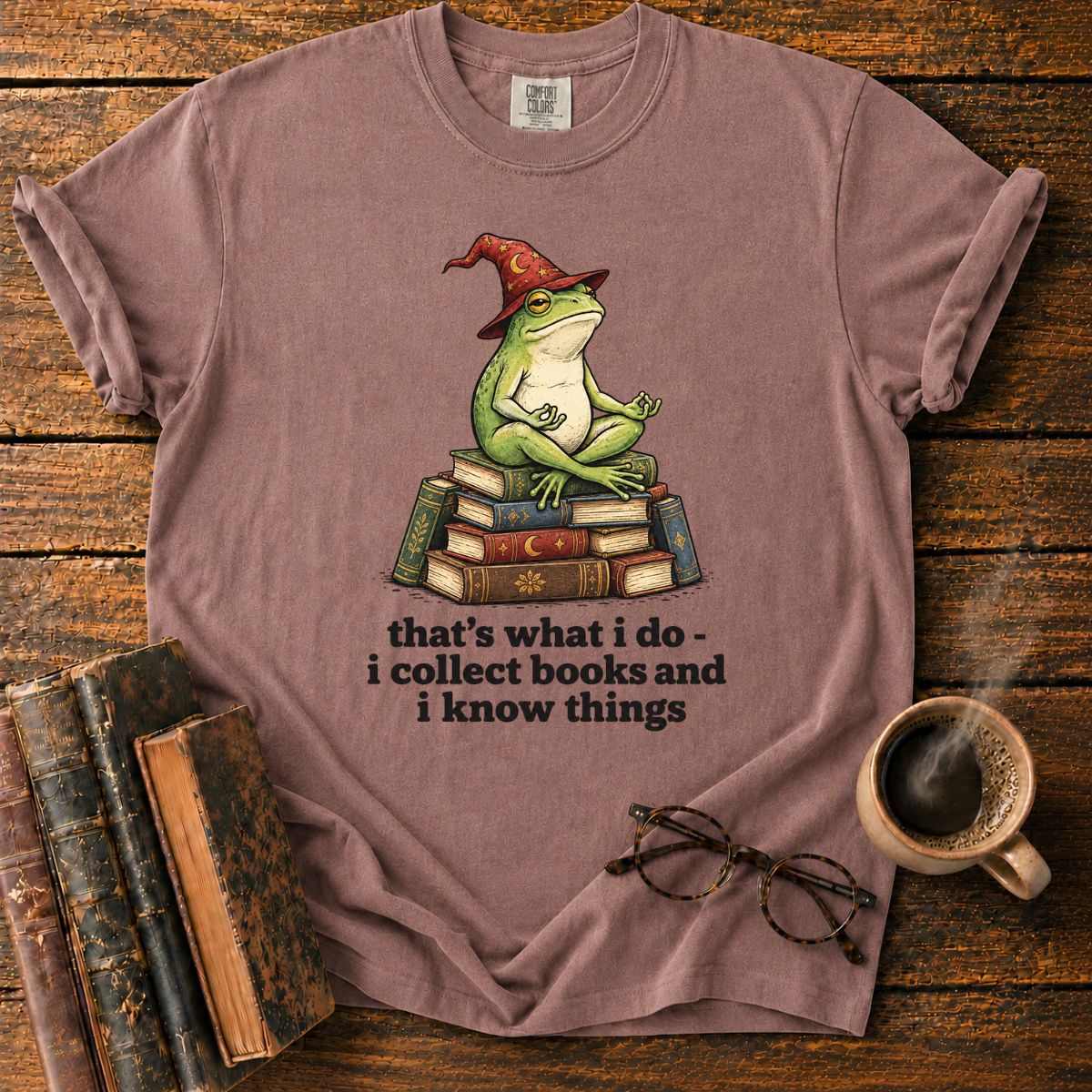 Wise Frog Wizard Collects Books T-Shirt