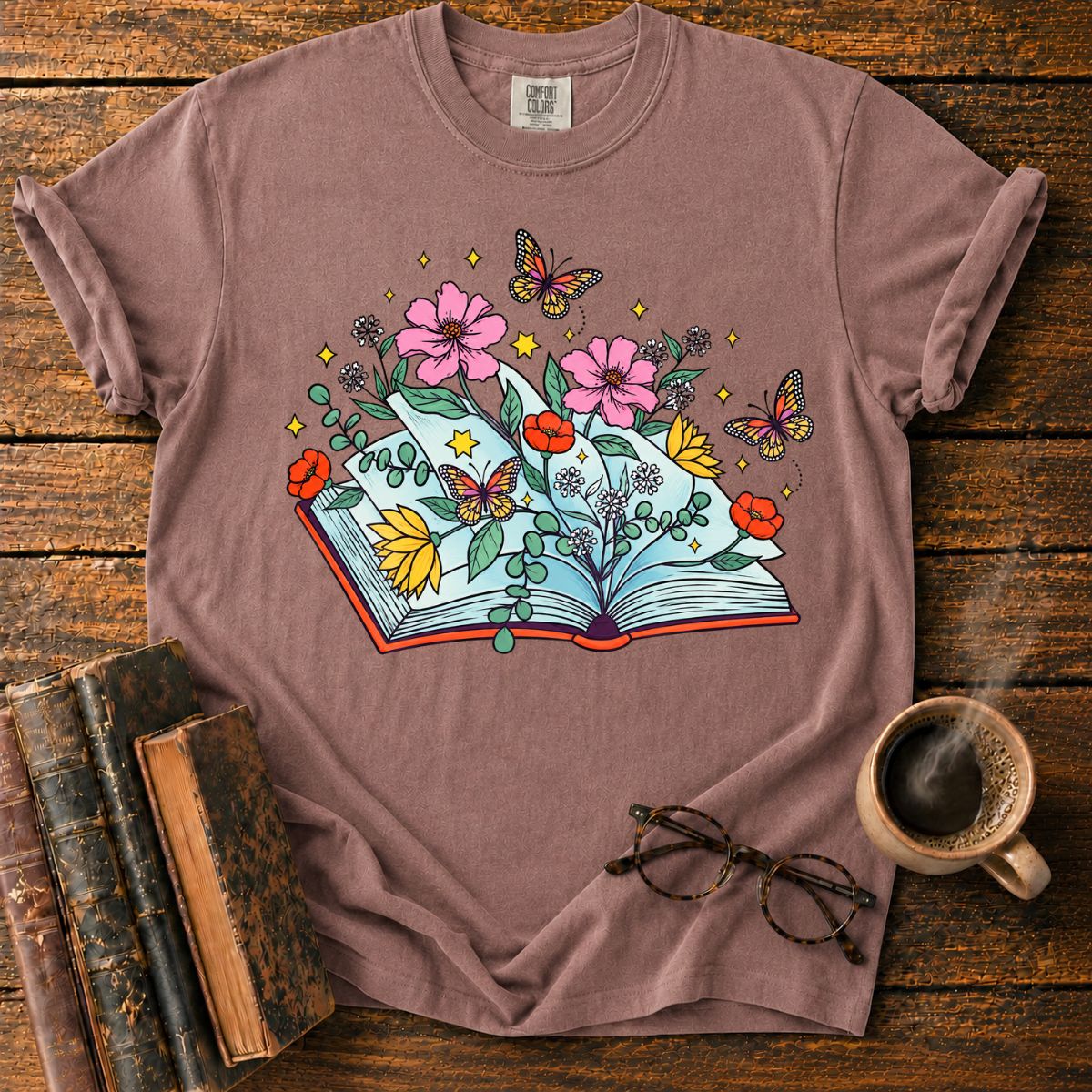 Wildflower Book Butterfly Bookish T-Shirt
