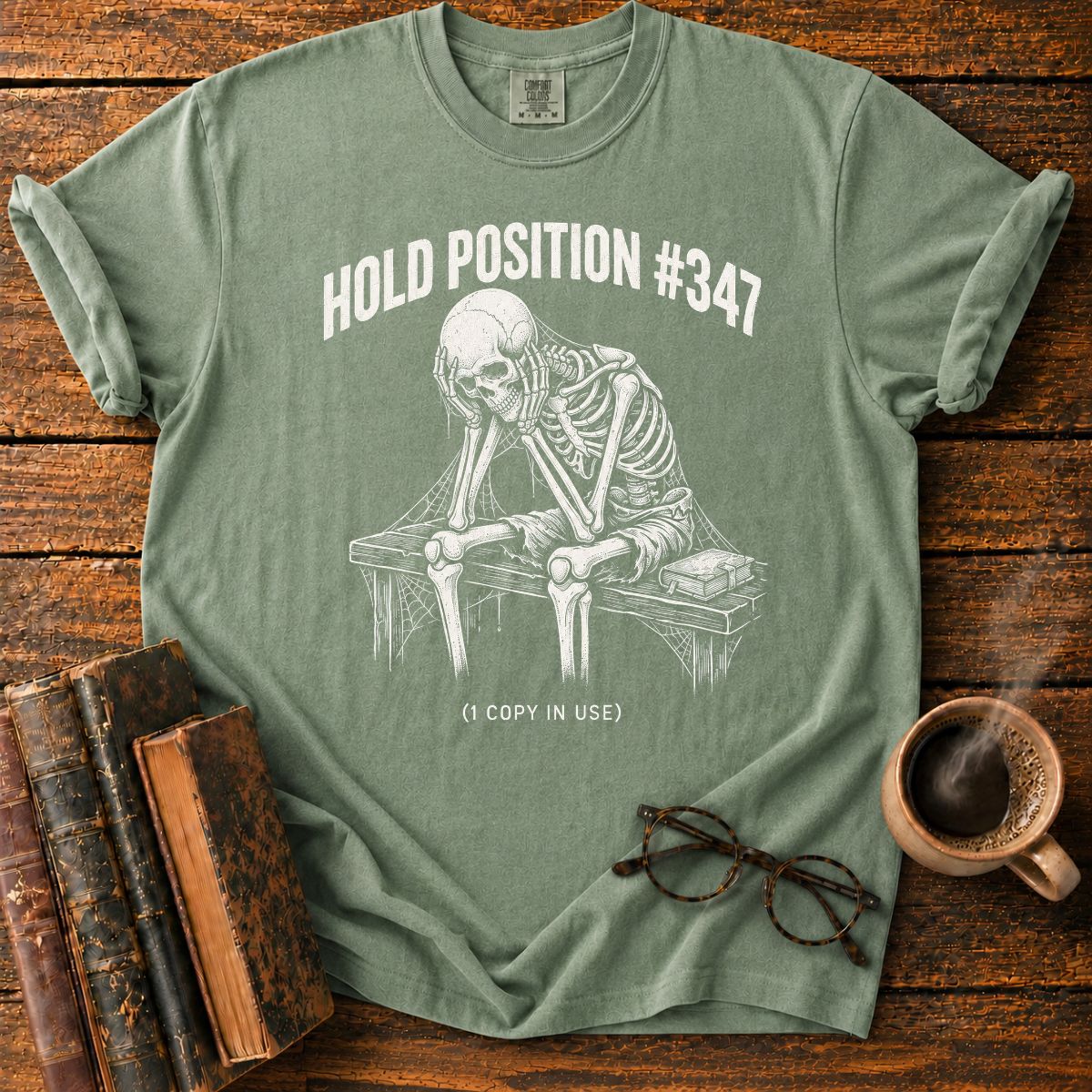 Library Hold Position Skeleton Funny T-Shirt