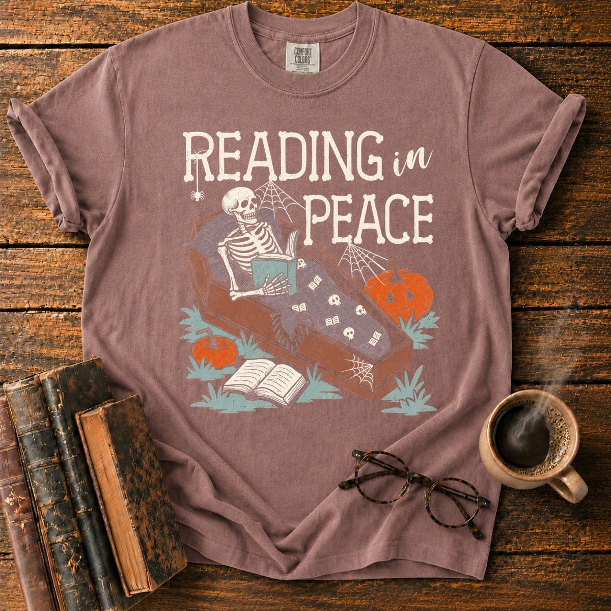 Reading in Peace Skeleton T-Shirt