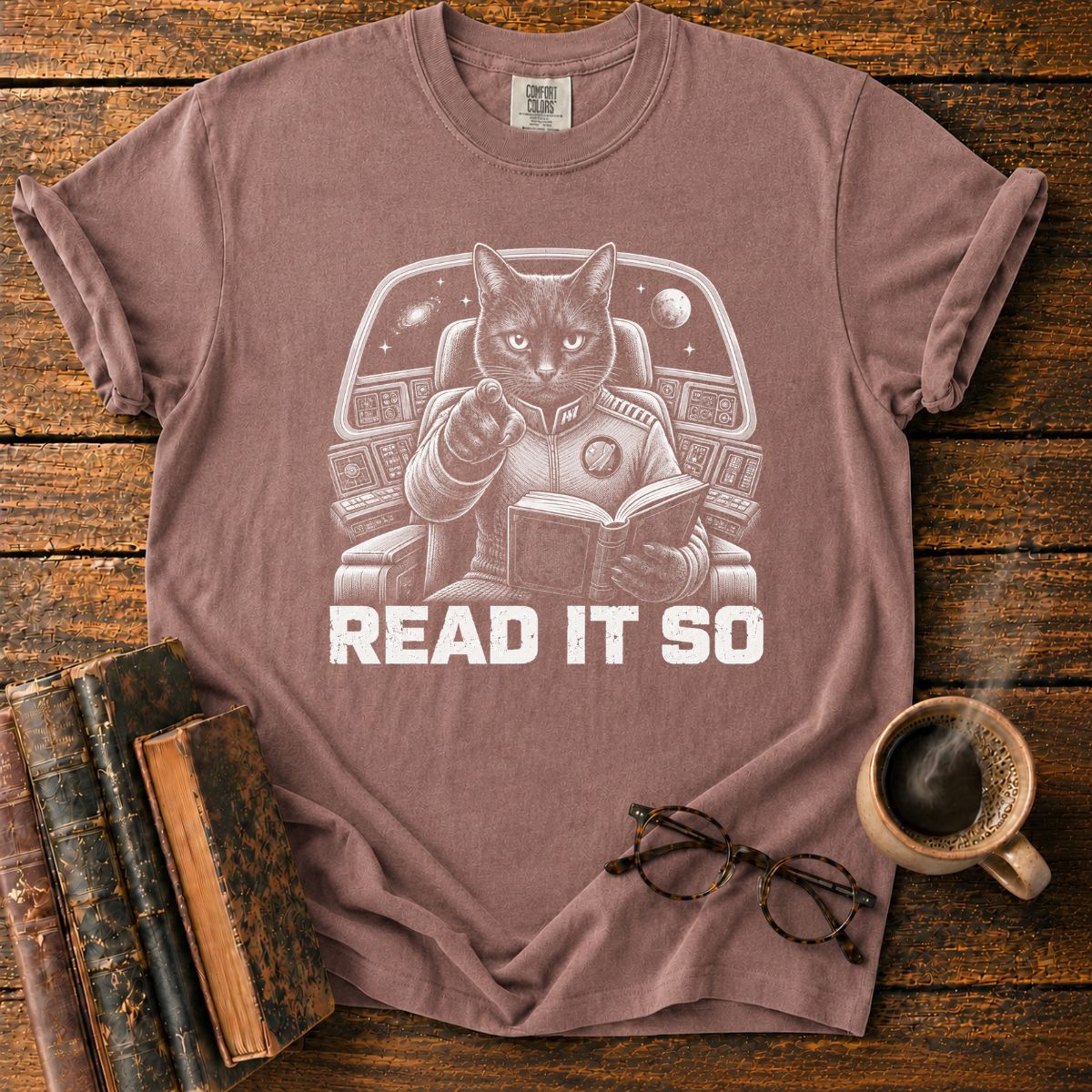 Commanding Cat in Space Cockpit T-Shirt