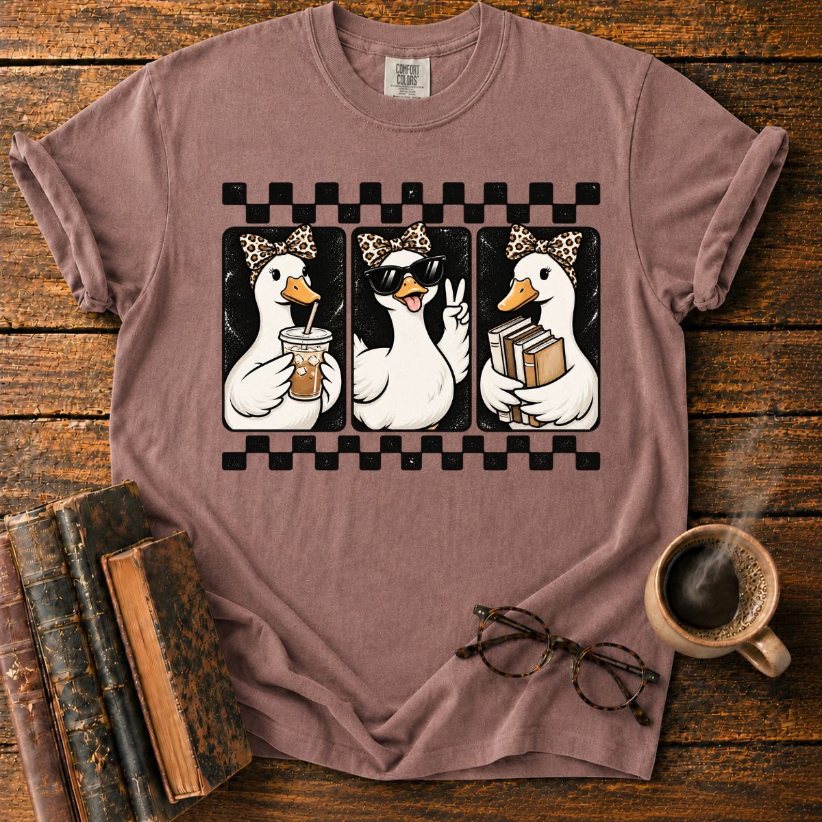 Cute Duck With Books T-Shirt