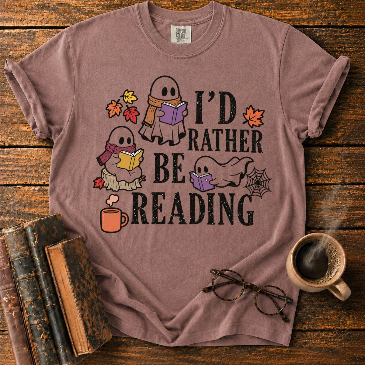 Cozy Halloween Ghosts Reading T-Shirt