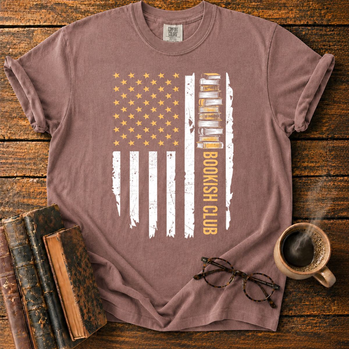 Distressed American Book Club Flag T-Shirt