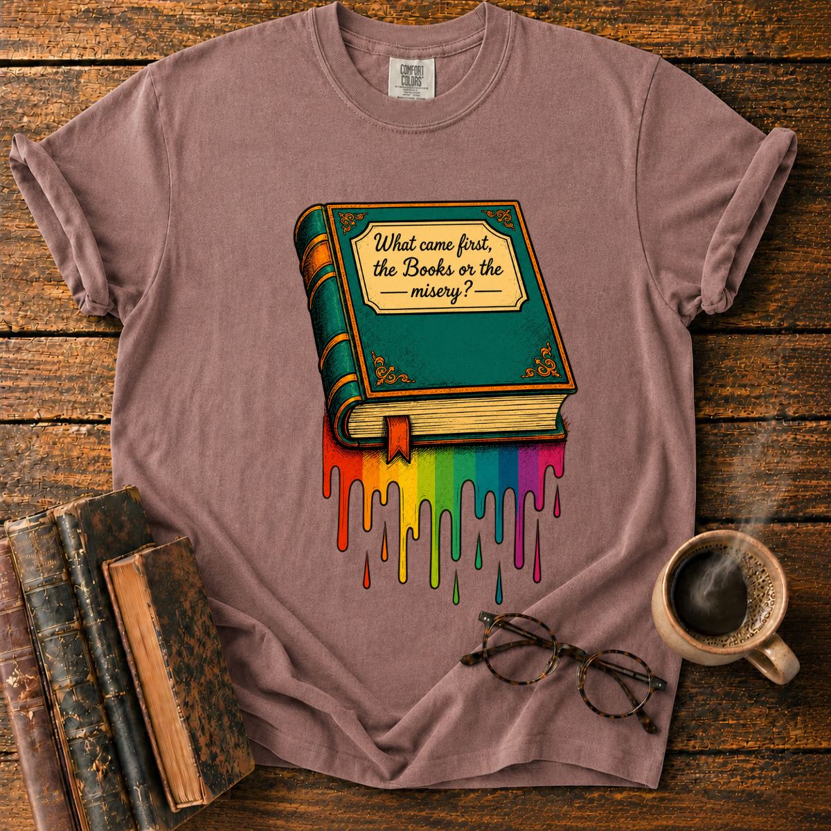Vintage Book with Rainbow Drips T-Shirt