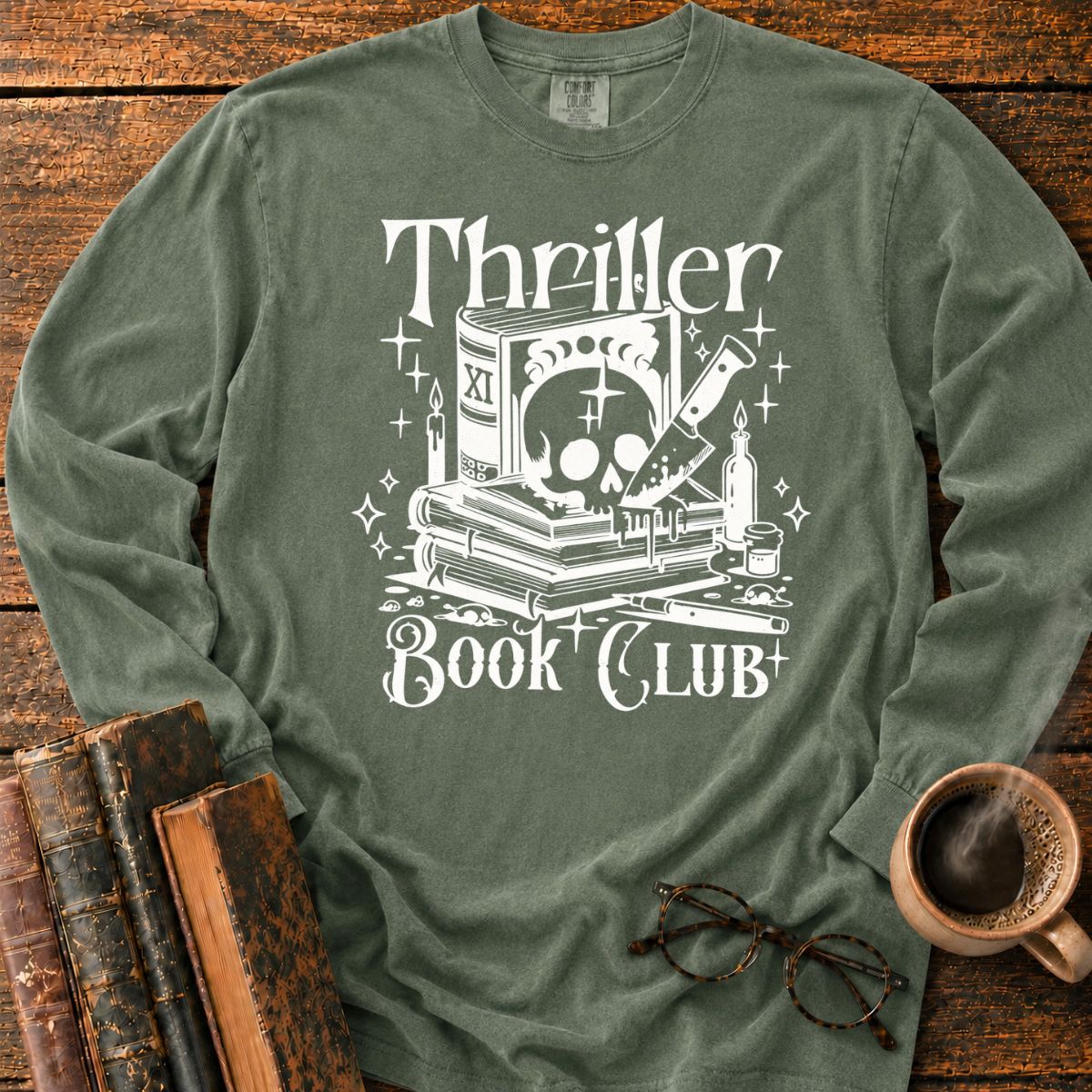 Thriller Book Club Skull Knife LS T-Shirt