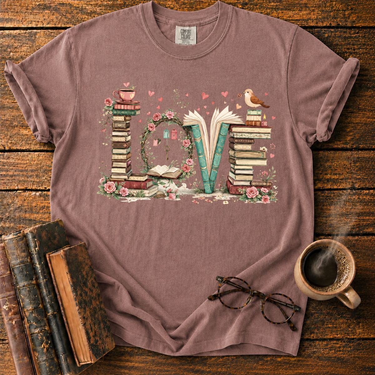 Floral Bookish LOVE Arrangement T-Shirt
