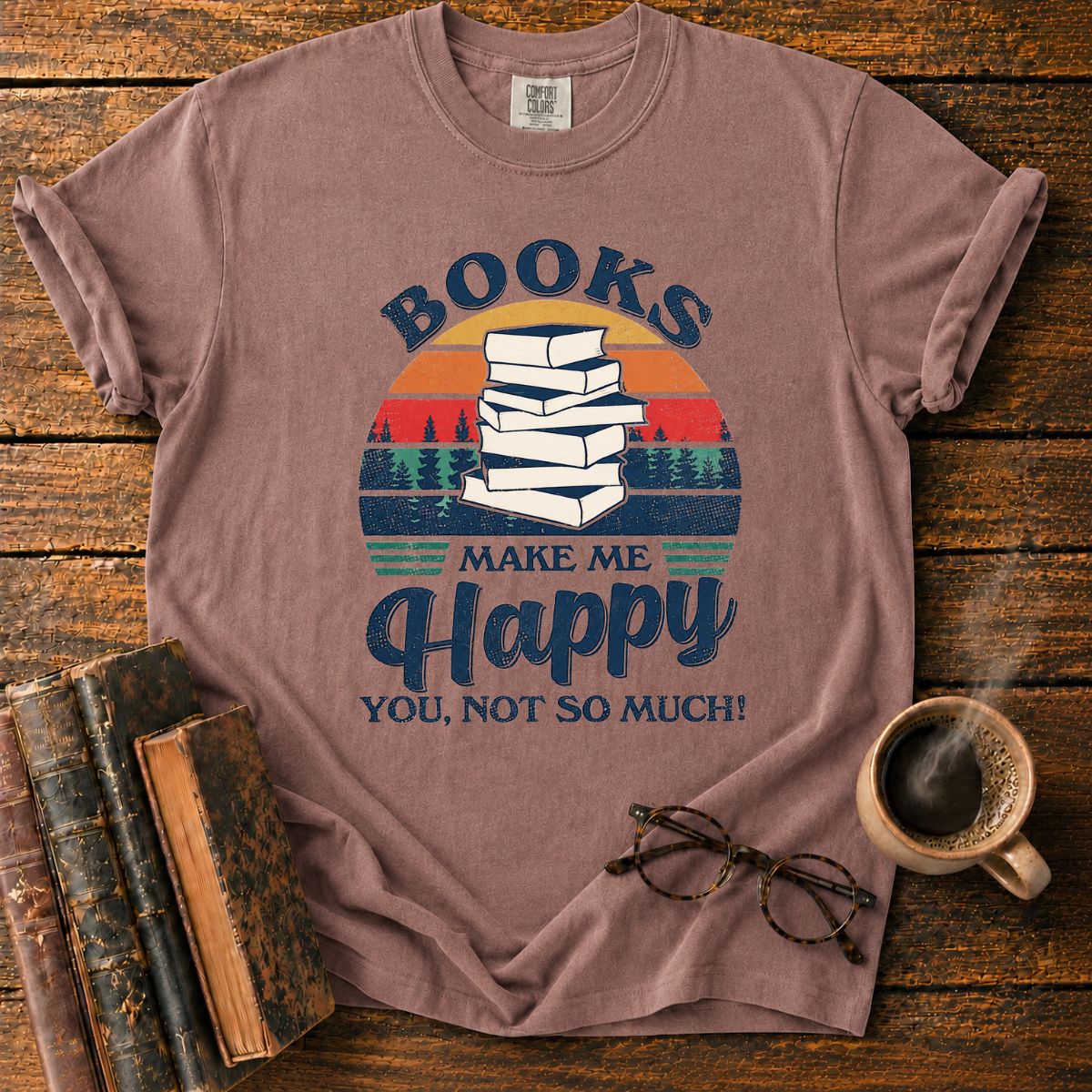 Retro Books Make Me Happy T-Shirt