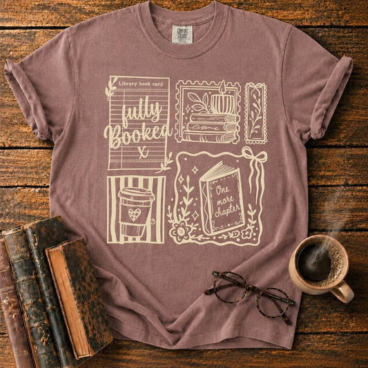 Cozy Bookish Sticker Collage T-Shirt