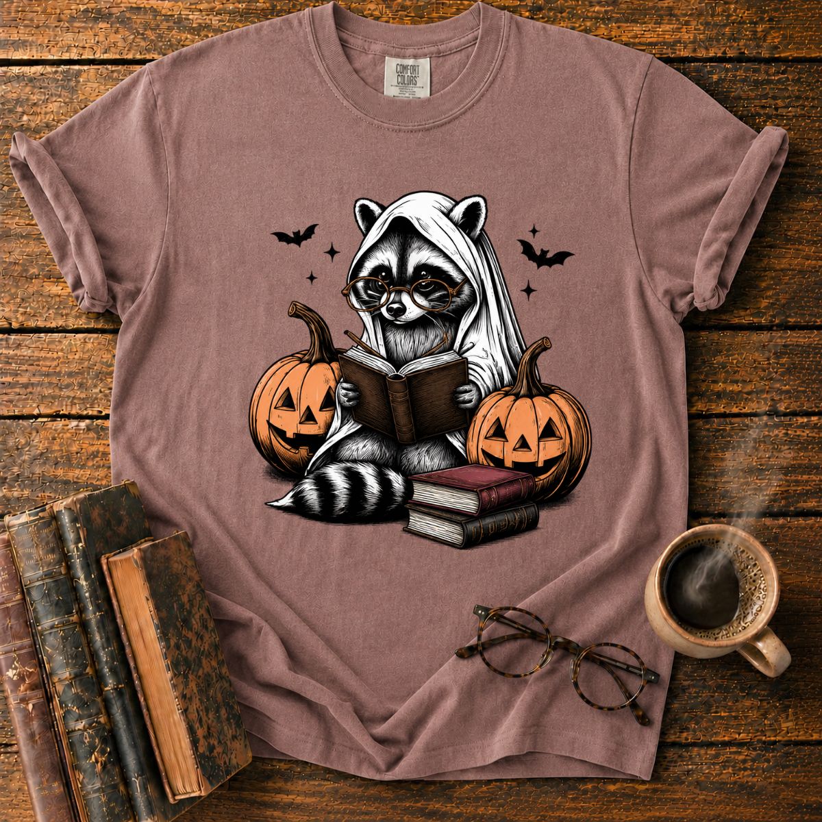 Raccoon’s Halloween Reading T-Shirt