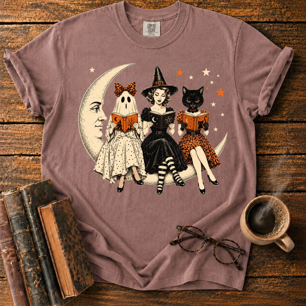 Vintage Halloween Moonlit Readers T-Shirt