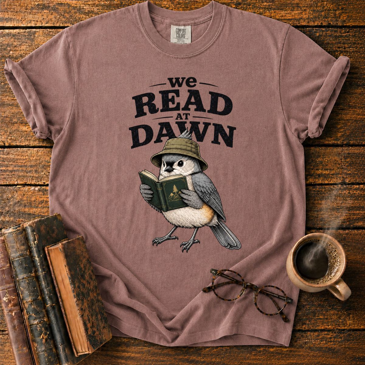 Vintage Bird Reading at Dawn T-Shirt