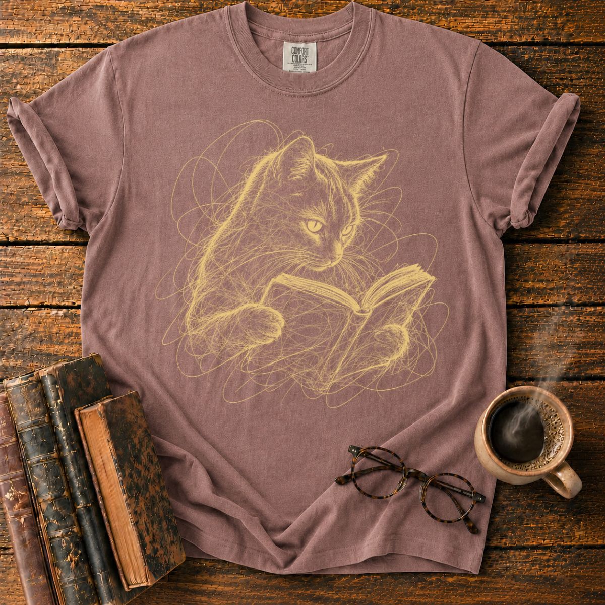 Bookish Cat T-Shirt T-Shirt