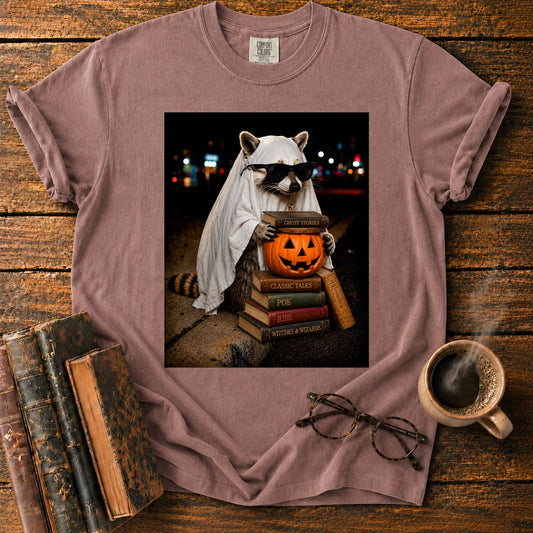 Raccoon Ghost Among Halloween Books T-Shirt