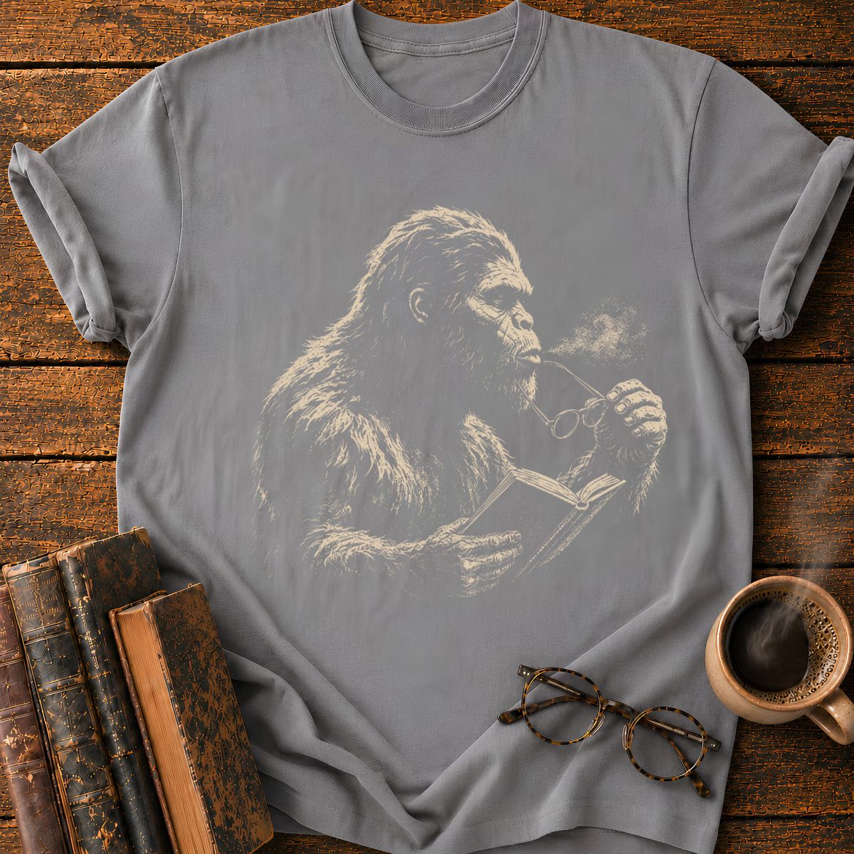 Bigfoot with A Book T-Shirt