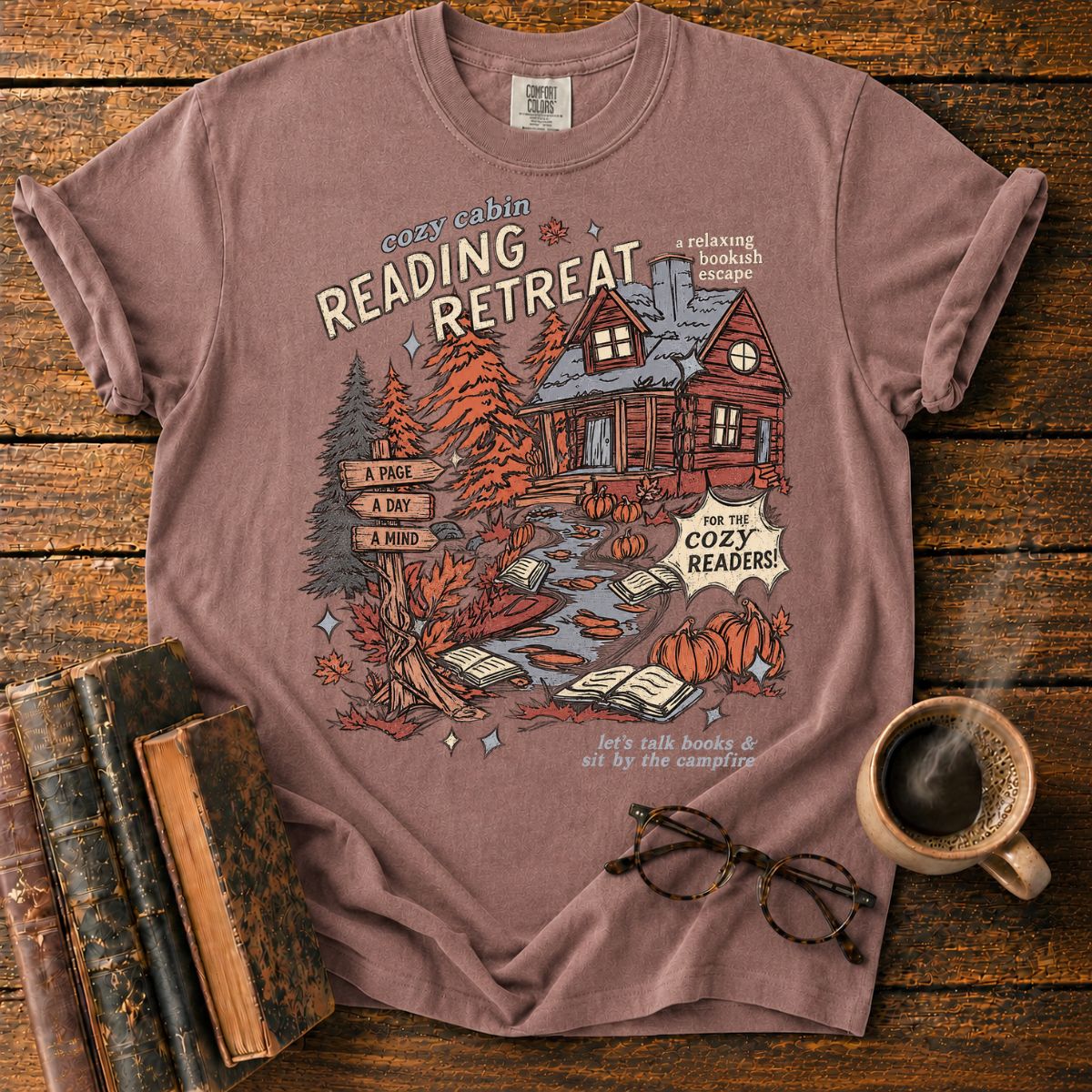 Cozy Cabin Reading Retreat T-Shirt