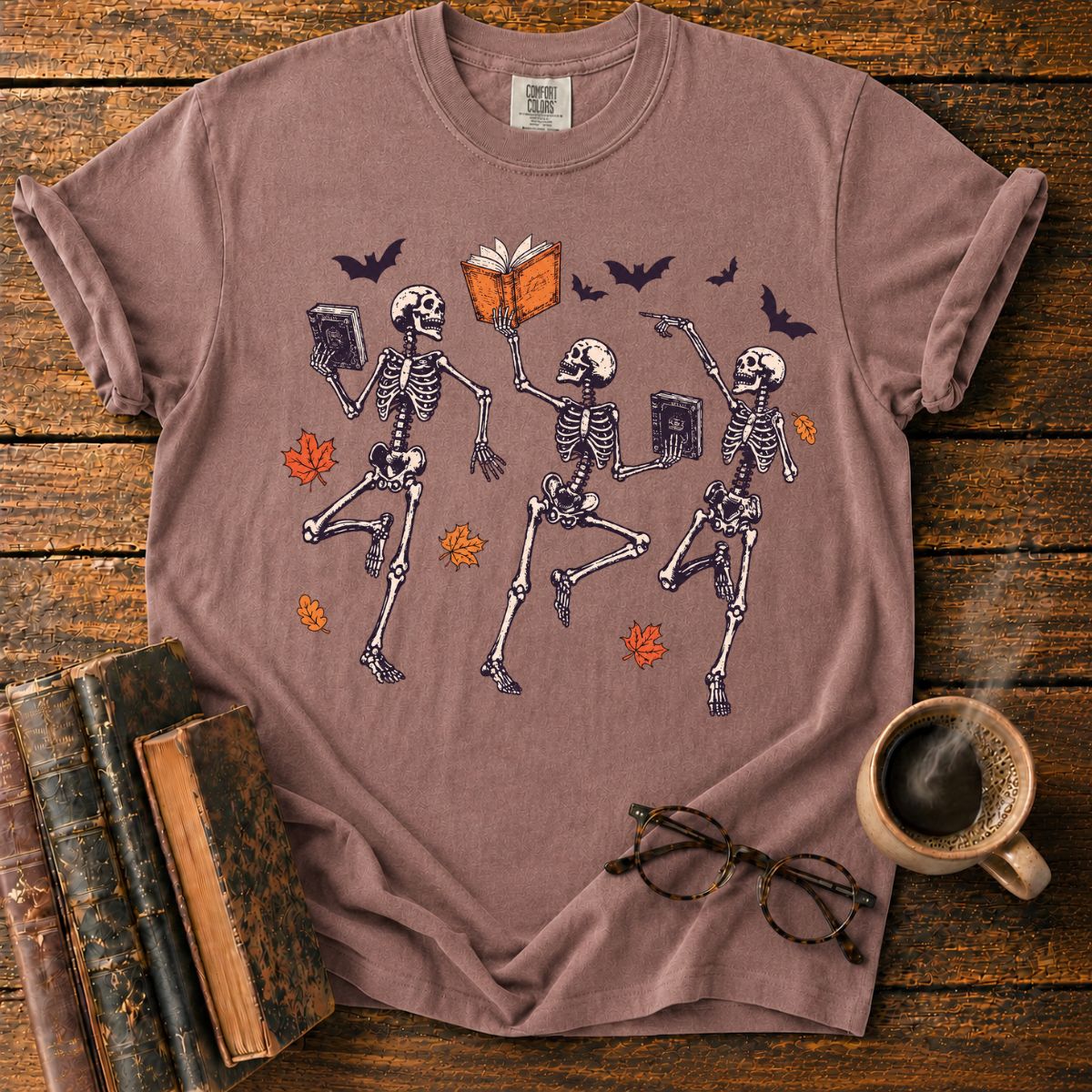 Dancing Skeletons with Haunted Books T-Shirt
