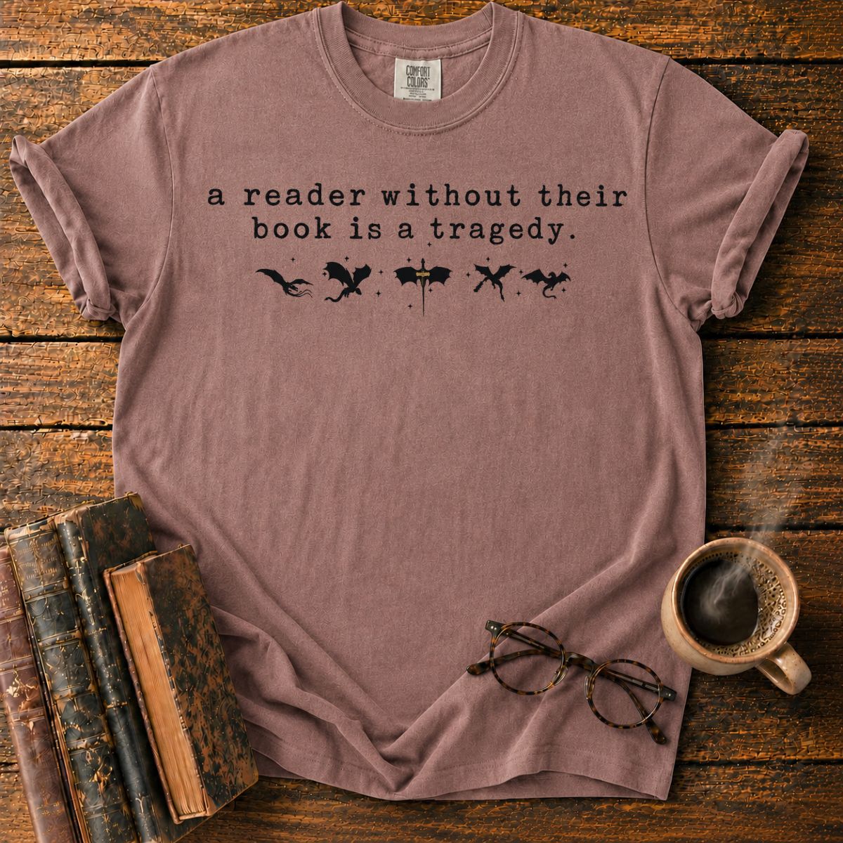 Vintage Bookish Dragon Quote T-Shirt