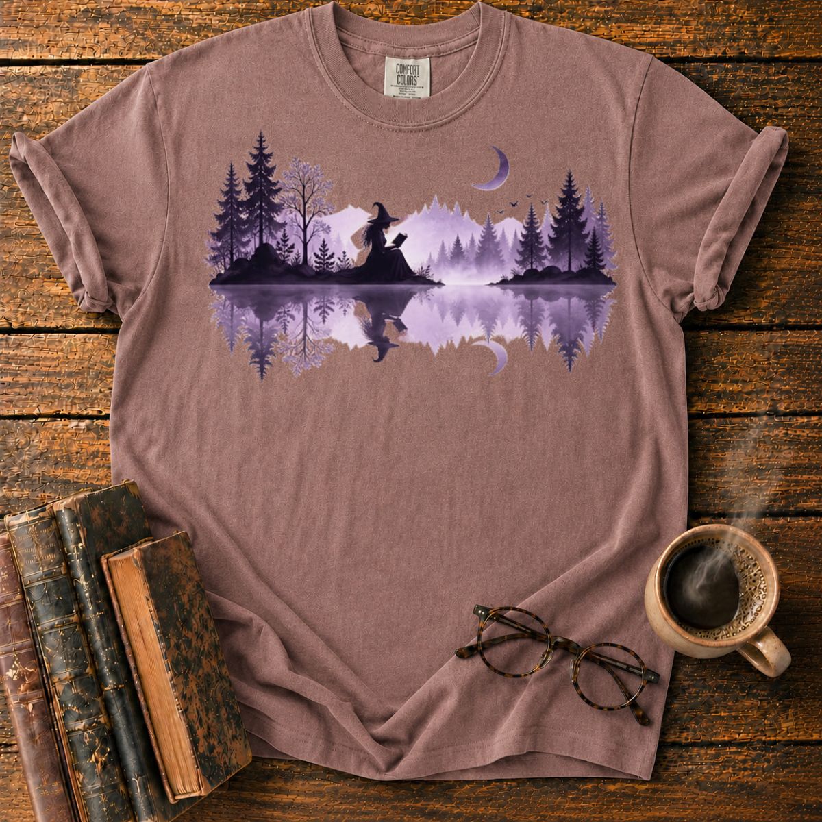 Witch Reading by a Moonlit Lake T-Shirt