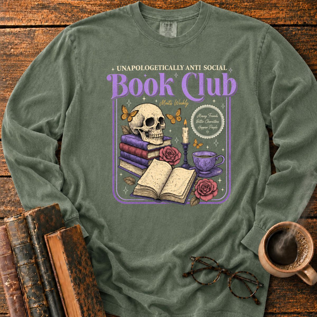 Anti Social Book Club Skull LS T-Shirt