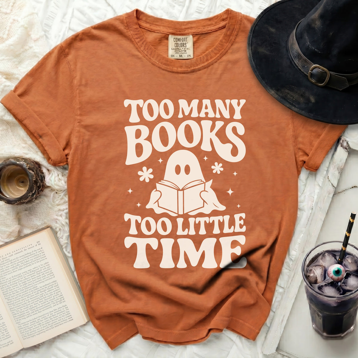 Too Many Books, Little Time Ghost Tee