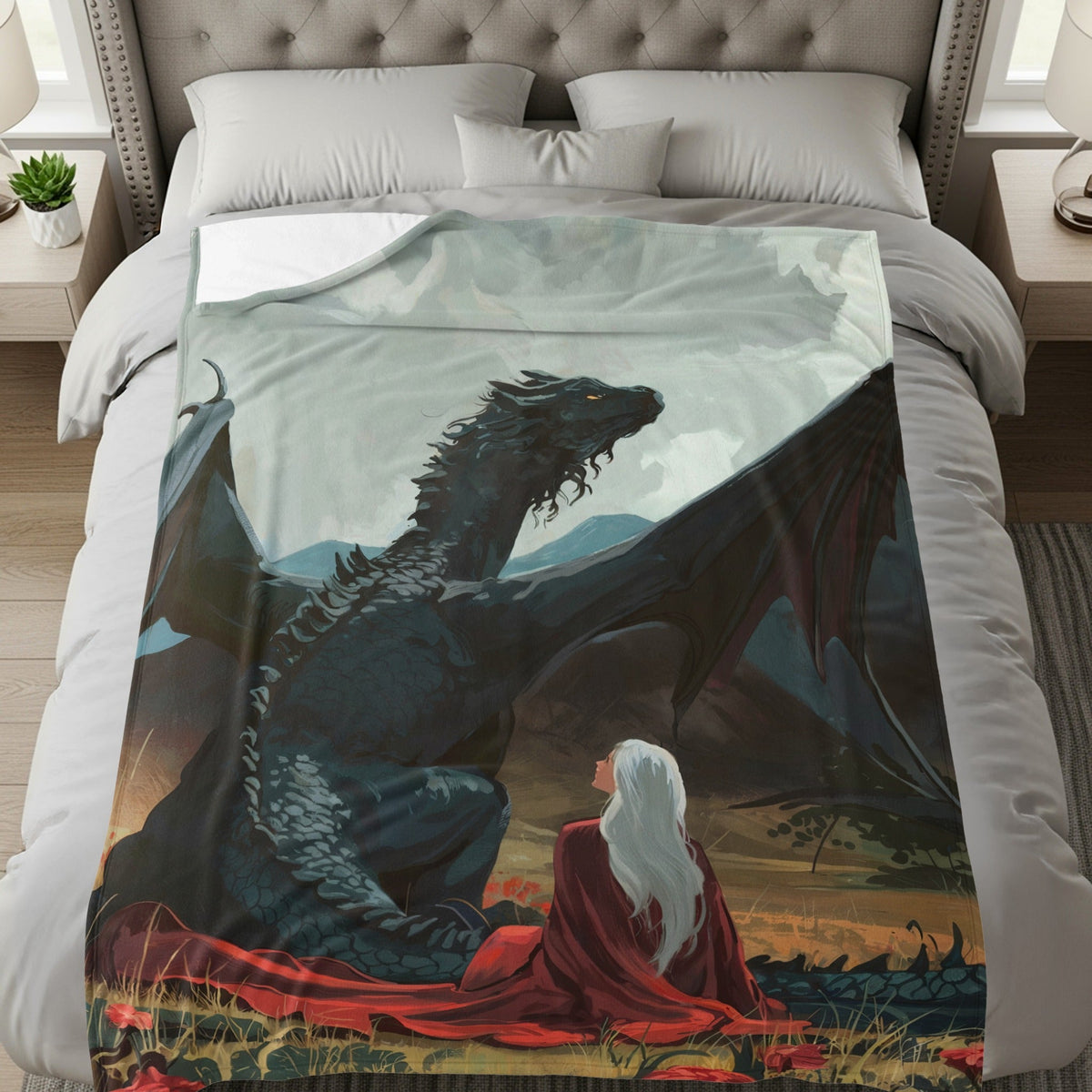 Manon Blackbeak in a Field Velveteen Plush Blanket